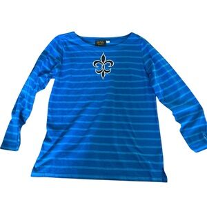 Bob Mackie Blue Striped Long Sleeve Tee